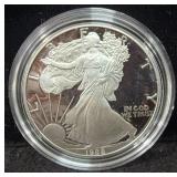 1988-S PROOF SILVER EAGLE - BOX AND COA