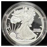 2022-W PROOF SILVER EAGLE - BOX AND COA