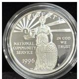 1996 NATIONAL COMMUNITY SERVICE PROOF SILVER