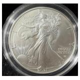 2021-W UNC SILVER EAGLE - BOX AND COA