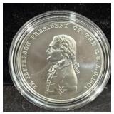 "THOMAS JEFFERSON" PRESIDENTIAL 1 OZ SILVER MEDAL