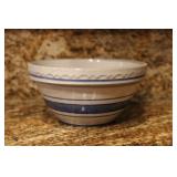 20th Century Blue Striped Stoneware Mixing Bowl
