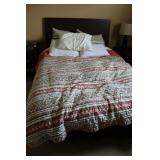 Queen Bed Frame w/ Mattress & Bedding