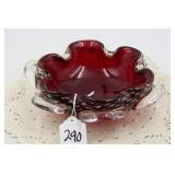 MURANO RUBY RED & CLEAR 'BULLICANTE' BOWL