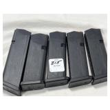 (5) GLOCK 9MM MAGAZINES 10 & 15 ROUND