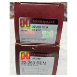 100 RDS HORNADY .22-250 REM AMMO 55 GR -