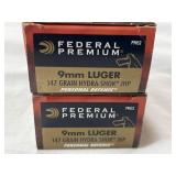 38 RDS FEDERAL 9MM AMMO 147 GR HYDRA-SHOK JHP