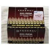 100 RDS FEDERAL .223 REM AMMO 55 GR FMJ