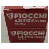 100 RDS FIOCCHI 6,35 BROW. .25 AUTO AMMO 50 GR FMJ