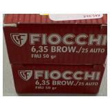 100 RDS FIOCCHI 6,35 BROW. .25 AUTO AMMO 50 GR FMJ