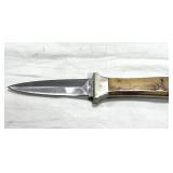 CHEETAH BONE HANDLE BOOT KNIFE W/ SHEATH