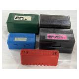 GREEN BAG W/ ASSTD PLASTIC AMMO STORAGE BOXES