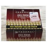 100 RDS FEDERAL .223 REM AMMO 55 GR FMJ