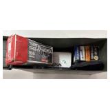 AMMO BOX W/ .22 LR, .30 M1 CARBINE, .357 MAG,-