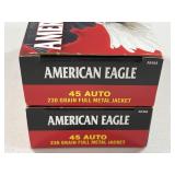 100 RDS AMERICAN EAGLE .45 AUTO AMMO 230 GR FMJ