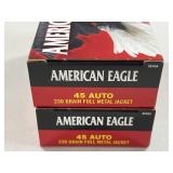 100 RDS AMERICAN EAGLE .45 AUTO AMMO 230 GR FMJ