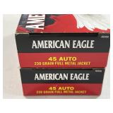 100 RDS AMERICAN EAGLE .45 AUTO AMMO 230 GR FMJ