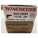 80 RDS WINCHESTER 9MM LUGER AMMO 115 GR JHP