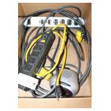 EXTENSION CORD & (2) SURGE PROTECTORS & A RADIO