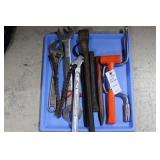 CRESCENT WRENCH, SMALL RUBBER MALLET, PRY BARS -