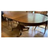 OAK MISSION STYLE PEDESTAL DINING TABLE -