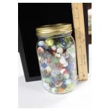 7" JAR OF VINTAGE MARBLES