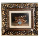 FRAMED OIL ON CANVAS BOTANICAL STILL LIFE OF RED