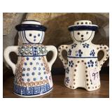 Boleslawiec Polish Pottery figural salt and