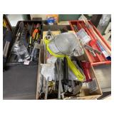 To pouch, screwdrivers rope, hammer, pipe wrench