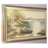 1970s or 1980s rustic oil painting on canvas,