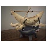 KAYAK BOAT CARVING BY R. WATTS