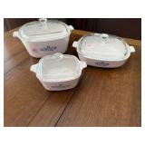 (3) CORNINGWARE CASSEROLE DISHES