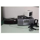 MAGNAVOX CLOCK RADIO, WEDGE CD PLAYER, & SMALL