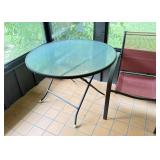 ROUND GLASS TOP FOLDING PATIO TABLE 40in WIDE
