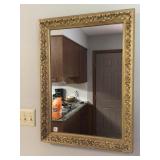ANTIQUE-STYLE WALL MIRROR W/ GOLD-PAINTED FRAME -