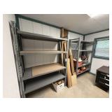 2 6ft shelving, metal desk, and chair wood