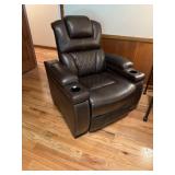 BROWN LEATHER ELECTRIC RECLINER CHAIR