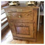 WHITE CLAD OAK WOOD ICE BOX STYLE END TABLE -