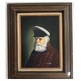 FRAMED OIL ON CANVAS PORTRAIT OF A SEA CAPTAIN -