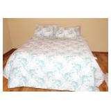 QUEEN SIZE BED FRAME W/ MATTRESS & BEDDING -
