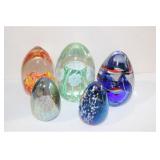 (5) GLASS PAPERWEIGHTS