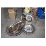 VASE, METAL PLATES ETC