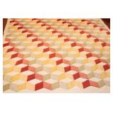 85" X 89" POTTERY BARN "TUMBLING BLOCKS" QUILT