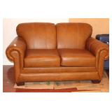 ENGLAND COIL CORE LEATHER LOVESEAT