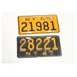 1947 & 1965 N.Y. MOTORCYCLE LICENCE PLATES