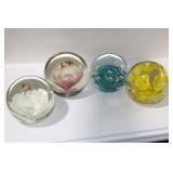 (4) GLASS PAPERWEIGHTS