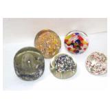 (5) GLASS PAPERWEIGHTS