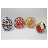 (4) GLASS PAPERWEIGHTS