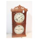 ITHACA DOUBLE DIAL CALENDAR CLOCK