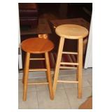 TWO WOOD STOOLS